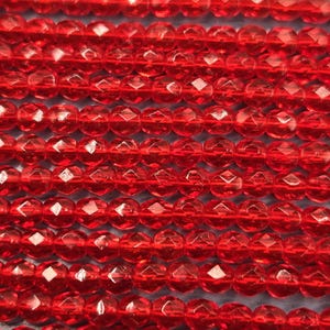 Bright Red Faceted Preciosa Fire Polished Beads - 100 pcs 4mm Beads, Perfect for Jewelry Making and Crafting Projects