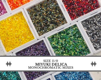Cuentas Miyuki Delica, mezcla monocromática / Cilindro tamaño 11/0 / 7 g de vidrio japonés