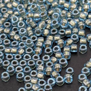 Inside-Color Aqua/Gold-Lined Size 15/0 Toho Round 2.5" tube