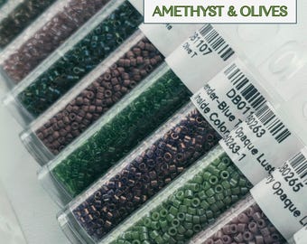 Juego de cuentas, amatista y aceitunas / Mezcla de 10 colores de acabado / Suministros seleccionados para joyería DIY, estilo semilla