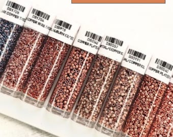 Juego de cuentas Delica / Tonos cobre, 8 acabados - Tamaño 11/0 Colección de suministros de joyería seleccionados / Manualidades DIY