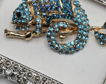 Chameleon Brooch, Aqua Teal Tones | Gold Plated Finish | Playful Statement