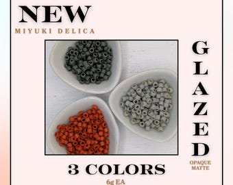 Miyuki Delica Seed Bead Set - 3 New Matte Glazed Delica Colors for Jewelry Making, Beadwork, Craft Projects (6 Grams Each)