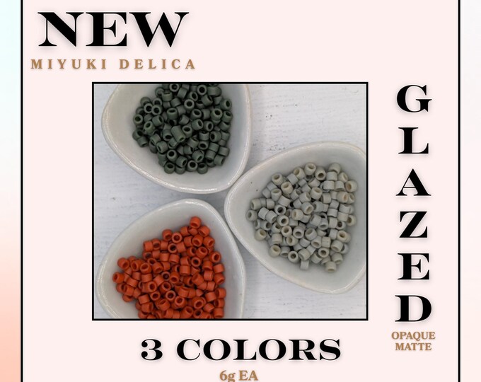 Miyuki Delica Seed Bead Set - 3 New Matte Glazed Delica Colors for Jewelry Making, Beadwork, Craft Projects (6 Grams Each)