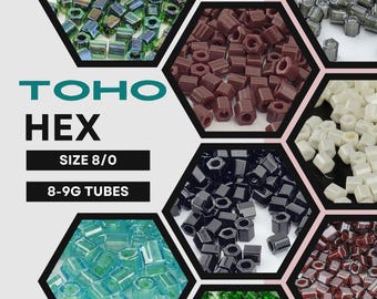 Toho Hex Seed Beads 8/0 | Japanese Glass Tube | Choose Your Color