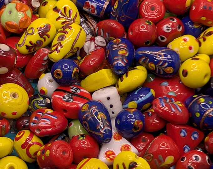 Bulk Handcrafted Lampwork Glass Fancy and Bumpy Bead Mix for Jewelry Making: Vibrant Artisan Creations in Bulk