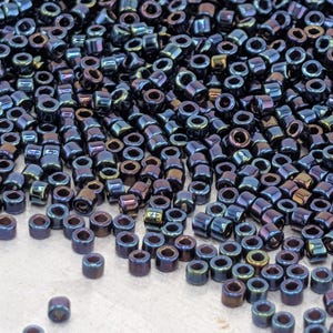 DB0002 Metallic Dark Blue Iris Miyuki Delica Beads (Size 11, 7 grams, ~1400 beads)