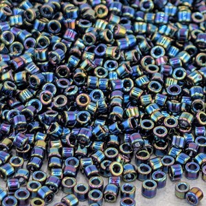 DB0005:Blue Metallic Rainbow Miyuki Delica (Size 11, 7 grams, ~1400 beads)