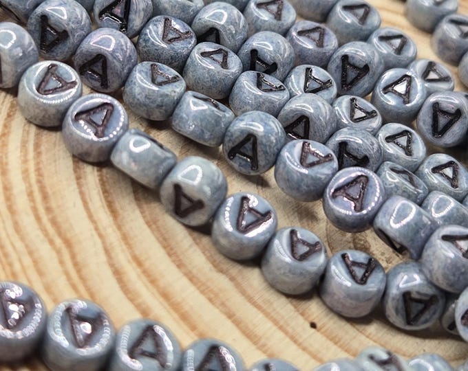 Vintage Czech Glass "A" Beads | 8mm Coin Beads | 24" Strand for Jewelry Making and Crafting