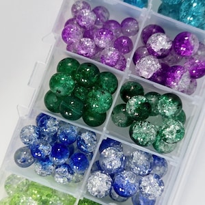 Glass Crackle Bead Gift Set - Unique Colorful Craft Supplies for Jewelry Making