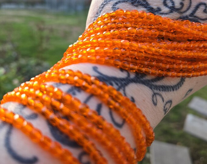 Bright Orange Faceted Presciosa Fire Polished Beads - 100 pcs 4mm Beads, Perfect for Jewelry Making & Crafting Projects