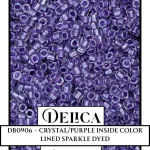 DB0906 - Spkl Purple Lined Crystal | Miyuki Delica Size 11/0  for Jewelry Making & Bead Weaving   (7.5g pkg)