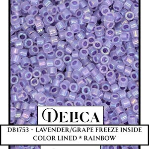 DB1753 - Opal AB Lined Spkl Purple | Miyuki Delica Size 11/0  for Jewelry Making & Bead Weaving   (7.5g pkg)