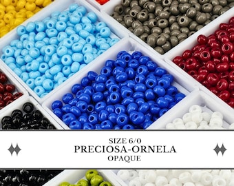 Preciosa Cuentas de semillas tamaño 6, azul opaco / vidrio checo / tejido de cuentas