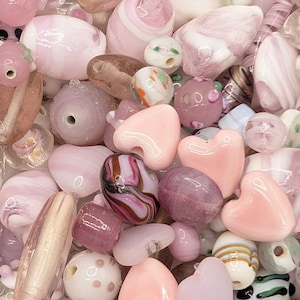 Bulk Handcrafted Lampwork Glass Beads for Jewelry Making: Vibrant Pink Artisan Creations in Bulk