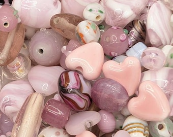 Bulk Handcrafted Lampwork Glass Beads for Jewelry Making: Vibrant Pink Artisan Creations in Bulk