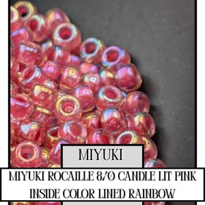 11-0355 Miyuki Rocailles 11/0 | Candle Lit/Pink Inside Color Lined/R 20g