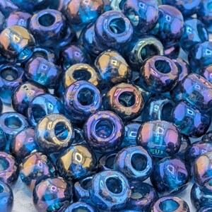 6/0 Transparent Blue Iris Preciosa Glass Beads   15g pkg