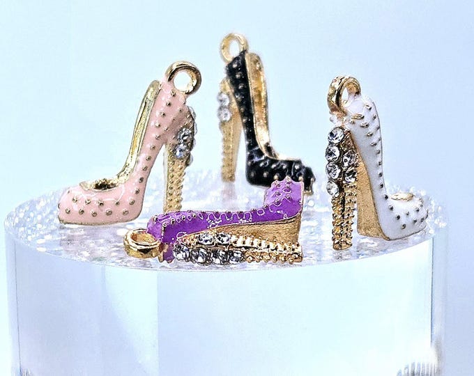 Bling High Heel Charms, Unique Shoe-Inspired Charms for Jewelry Making & Crafting Accessories, Perfect Gift for Fashion Lovers
