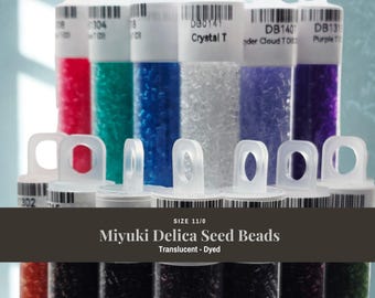 Cuentas Miyuki Delica teñidas transparentes, tamaño 11/0 / 7 g / Tejido de precisión