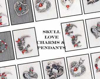 Skull Charms for Keychains & Accessories, Cute Charms for Bracelets, Necklaces, Craft Supplies, DIY Jewelry Making Gift