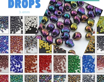 Tubo de 15 g de cuentas Miyuki Drop Beads, vidrio japonés de 3,4 mm / 44 opciones de color – Suministro a granel de cuentas