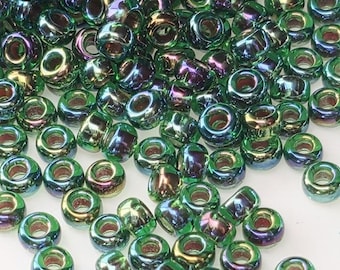 Emerald Green Inside Color Lined Rainbow | Miyuki Rocaille | 11/0 | 15g pkg