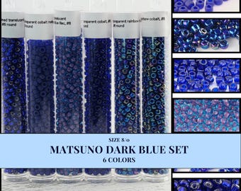 6-Azul oscuro / Cuentas de semillas Matsuno / 6 recipientes / Liquidación de cuentas de semillas mixtas