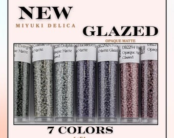 Miyuki Delica Seed Bead Set - 7 New Matte Glazed Delica Colors for Jewelry Making, Beadwork, Craft Projects (6 Grams Each)