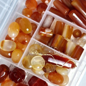 Carnelian Gemstone Bead Set for Jewelry Making BRIGHT  VIBRANT Colors
