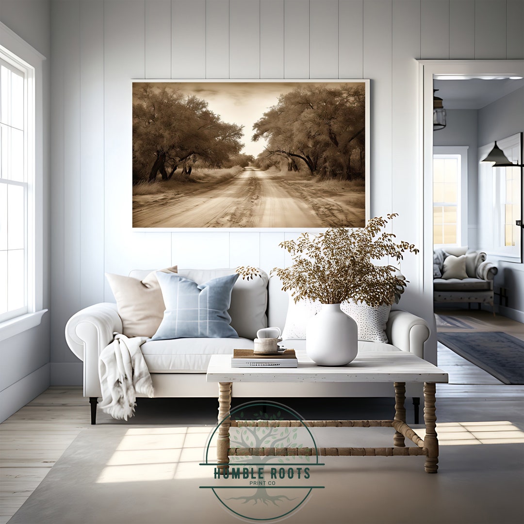 Vintage Digital Art Print, Rustic Wall Decor, Sepia Dirt Road Printable ...