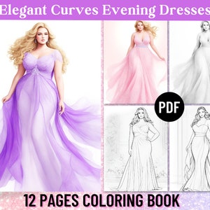 12 Glamorous Curvy Fashion Coloring Pages, Adult Coloring Book, Body ...