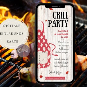 Digital barbecue invitation | Autumn barbecue | Outdoor party | Edit template yourself | Send via WhatsApp | Party invitation card