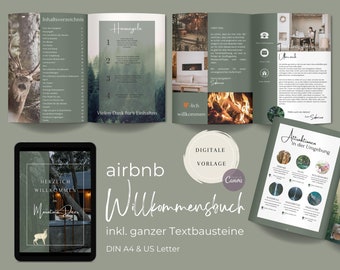 Airbnb Willkommensbuch Vorlage | Chalet Stil | Canva Vorlage | Gästebuch | Ferienwohnung/Ferienhaus | Urlaub | Blockhütte Berge | 40 Seiten