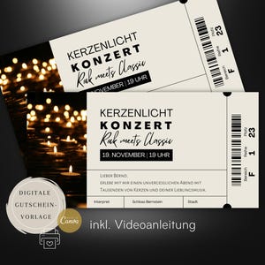 Template for concert ticket, concert voucher, candlelight concert, ticket for candlelight concert, admission ticket voucher, digital template for printing
