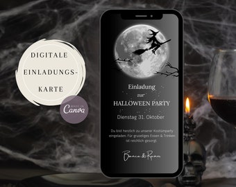 eCard Halloween invitation digital, theme party, template for editing, mobile invitation, Halloween invitation, Halloween party invitation card