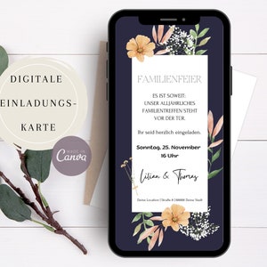 Convite digital para festa de família | Cartão eletrônico para reunião familiar | Edite seu próprio modelo | Convite para WhatsApp | Cartão de convite personalizado