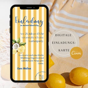 Invitation d'anniversaire numérique d'été | Modèle de carte électronique Canva | Invitation pour 20, 30, 35 et 40 ans | Envoyer une invitation via WhatsApp | Cocktail