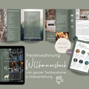 Willkommensmappe, Ferienwohnung Vermietung, Kurzzeitvermietung, digitale Gästemappe, Canva Vorlage, Willkommensschild, Willkommensbuch