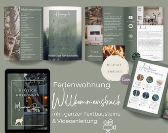 Willkommensmappe, Ferienwohnung Vermietung, Kurzzeitvermietung, digitale Gästemappe, Canva Vorlage, Willkommensschild, Willkommensbuch