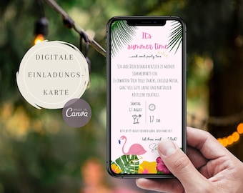 Summer Party eCard | Customizable Canva Template | Digital Birthday Invitation | Summer Party Invitation Template | Cards for Download