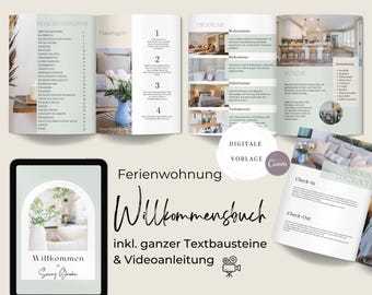 Willkommensmappe, Ferienwohnung Vermietung, digitale Gästemappe, Willkommensschild, Canva Vorlage, Gästeinformation Kurzzeitvermietung
