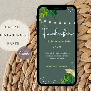 Familienfeier Einladung digital | Gartenparty Outdoor | Vorlage zum Bearbeiten | Einladung via Whatsapp | Personalisierbare Einladungskarte