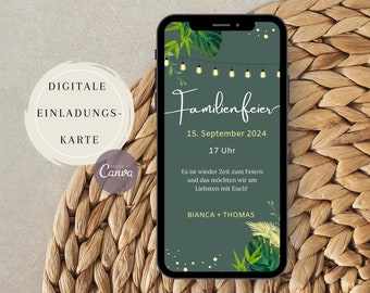 Digital family celebration invitation | Outdoor garden party | Editable template | Invitation via WhatsApp | Personalizable invitation card