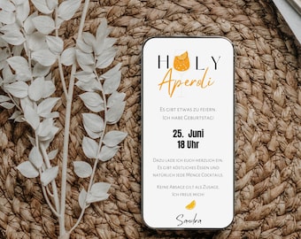 Geburtstag Einladung Sommerparty - Digitale Einladung | Aperol Party Einladung | eCard zum Versenden per WhatsApp & Druck