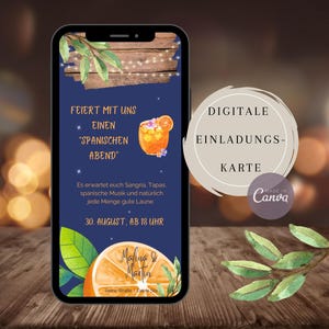 eCard Einladung Spanischer Abend, Mottoparty Spanien, spanische Einladungskarte, Vorlage für WhatsApp, selbst personalisierbar, Sommerparty