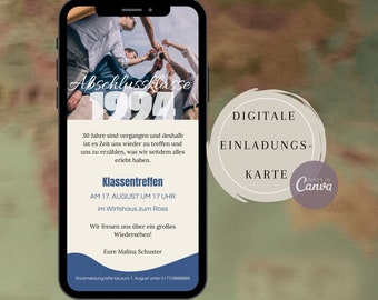 eCard Klassentreffen, Vorlage Einladung zum Klassentreffen, Einladungskarte per WhatsApp versenden, digitale Einladung, Abschlussklasse