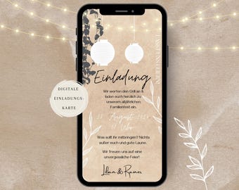 Garden Party Invitation - Digital Invitation | Summer Party Birthday Invitation | eCard to send via WhatsApp