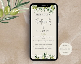 Garden Party Invitation - Digital Invitation | Summer Party Birthday Invitation | eCard to send via WhatsApp
