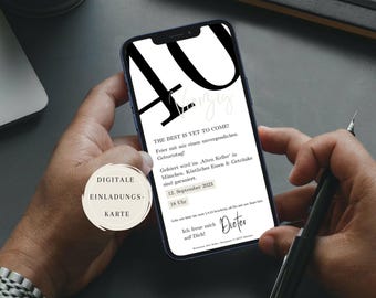 Geburtstag Einladung, digitale Geburtstagseinladung | Einladungskarte Geburtstag Mann | zum Versenden per WhatsApp & Druck